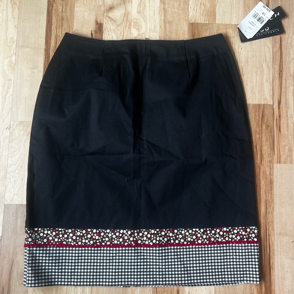 NWT Vintage 90s Y2K Cottage Core Gingham Floral Trim Skirt